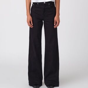 $292 Amo Frida Jean Wide Leg Jean In Black Oak Size 23